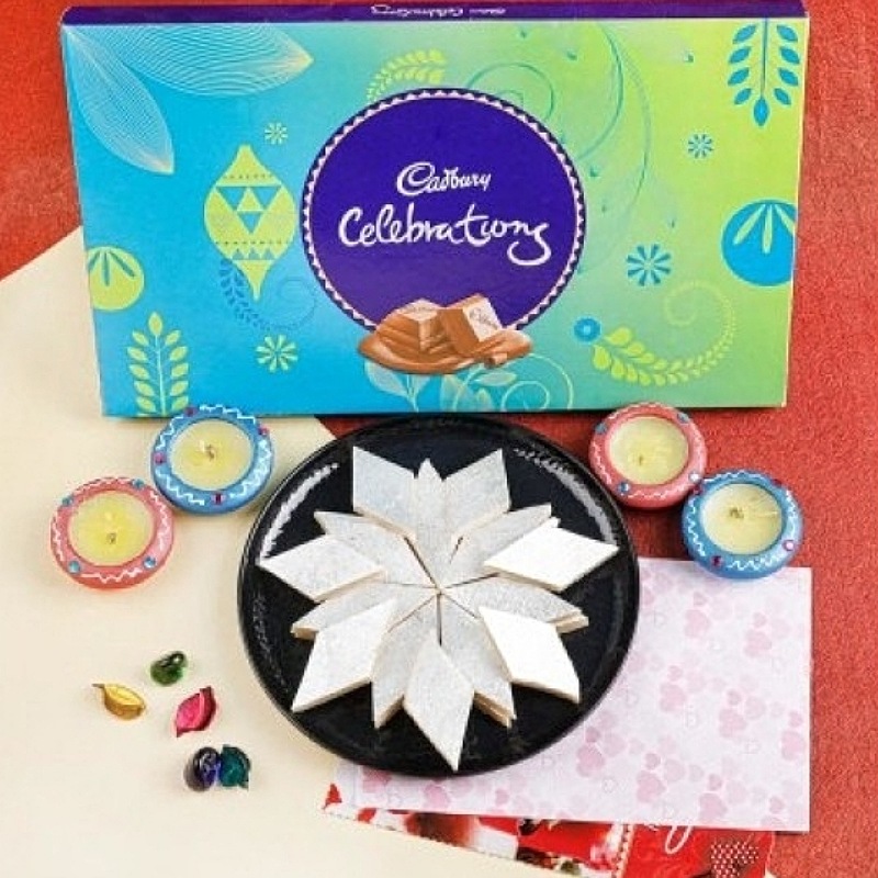 Celebrations With Kaju katli & Diyas